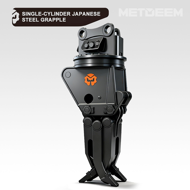 METDEEM Heavy duty Hydraulic Rotation Steel Grab for CAT PC Excavator for Grabbing work