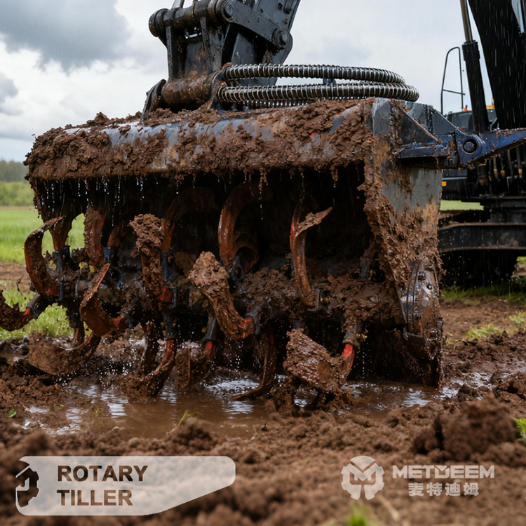 METDEEM hydraulic Rotary Tiller Cultivator for PC CAT Excavators loader3