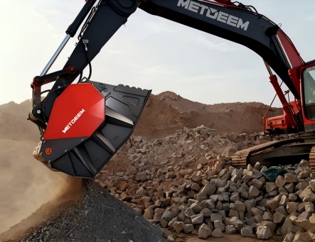 Rock Crusher Bucket in Quarry