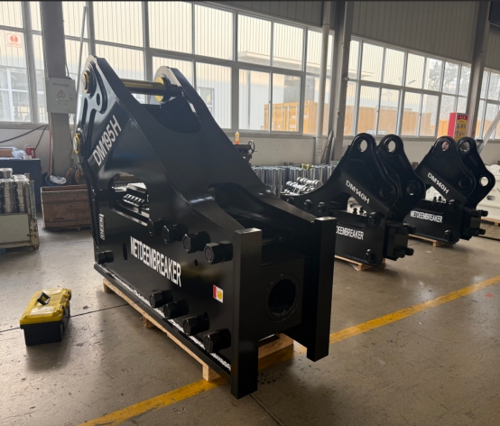 Black heavy-duty hydraulic breaker models